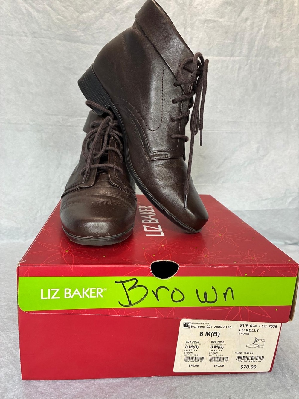 Liz Baker Dark Brown Lace-Up Ankle Boots